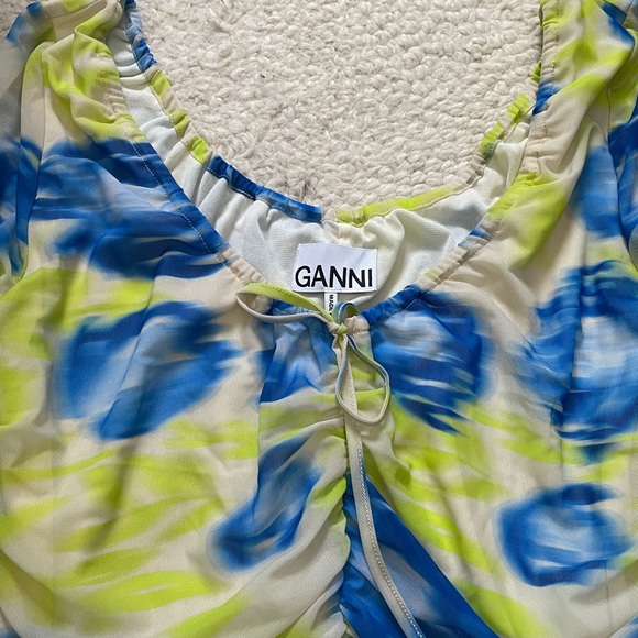 GANNI Printed Mesh U Neck Blouse - Picture 3 of 6